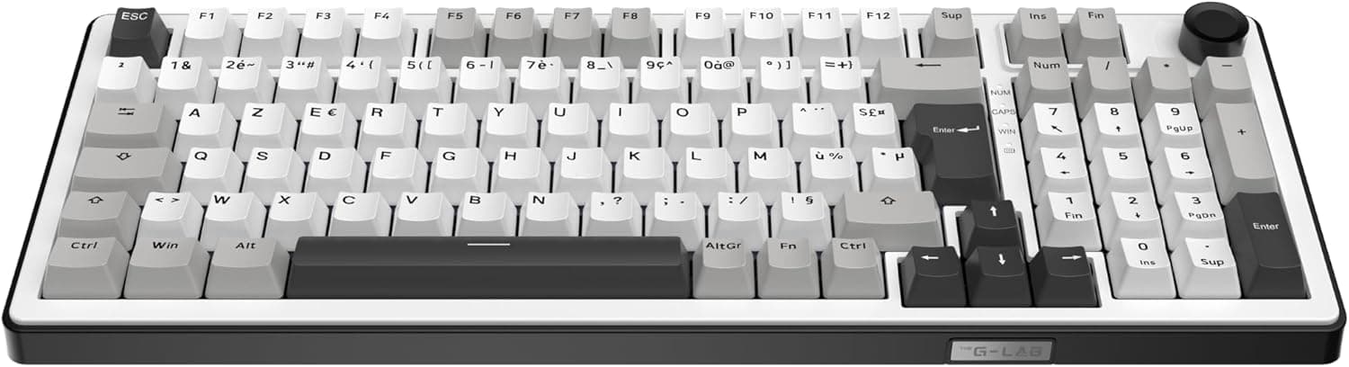 The G-Lab Keyz Elite 400 WG - Clavier Gamer sans Fil Mécanique AZERTY FR | Sans Fil Tri Mode 2.4GHz/Bluetooth/Filaire, Switch Mécanique Hot Swap Pré-lubrifiés, Gasket 5 Couches, RGB
