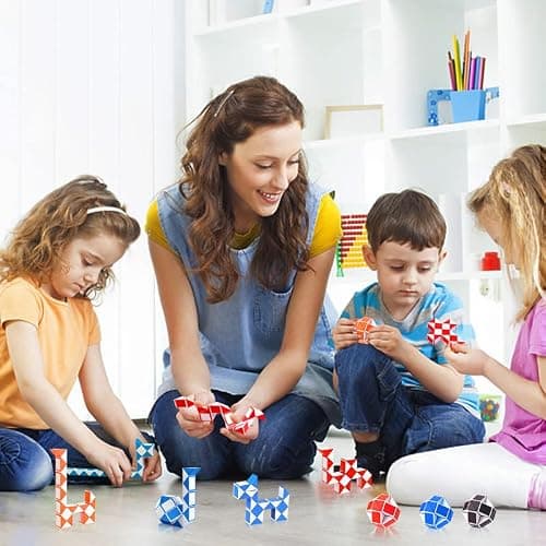 Niaetuto 24 Blocs Serpent Magique,Magique Snake,Magic Snake en Plastique,Mini Puzzle Cube,Cadeau Anniversaire Enfants,3D Magic Snake Puzzle Cube,Jouets De Fête pour Enfants