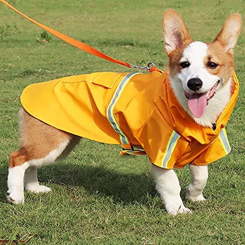 PETCUTE Imperméable pour Chien,Imperméable Chien avec Capuchon,100% étanche et Coupe-Vent Manteau Imperméable pour Chien avec des Bandes Réfléchissantes,Trou pour Harnais,pour Tous les Types de Chiens