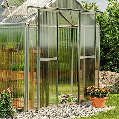 GFP Serre Saphir 6 Cadre Aluminium 259x384 cm Plaques Double paroi 6 mm indéformables & résistantes aux intempéries