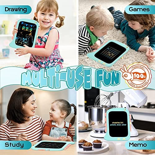 TEKFUN Bebe Jouet Enfants 3 4 5 6 7 Ans Filles et Garçons, Tablette D’Écriture LCD 8,5 Pouces, Dessin Jeux Educatif Dinosaure Jouet Fille Cadeau Anniversaire Noël 3+ Ans (Bleu)