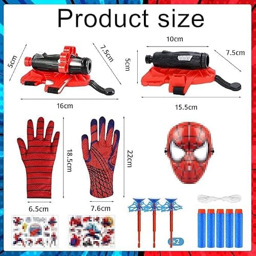 NHYDZSZ 2 Pièces Gant de Lanceur Spiderm, Spiderm Launcher Gant de Cosplay en Plastique, Jouets de Poignet Lanceur de Héros, Lanceur d'araignée Jouets éducatifs pour Enfants