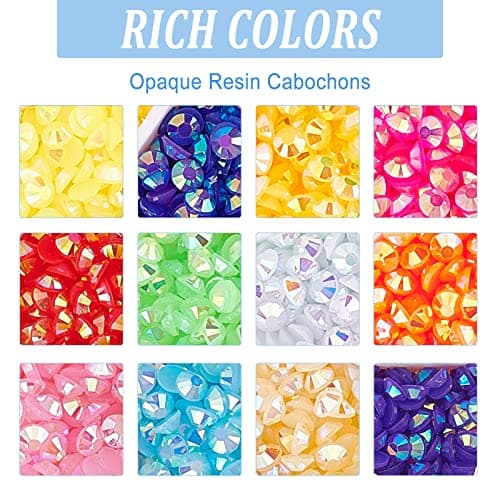 PandaHall 2400pcs Strass en Cristal à Dos Plat, 12 Couleur en Vrac Gelée Strass Bling Ongles Cristaux AB Couleur Arc-en-Ciel Gemmes pour Gobelets Vêtements Chaussures Maquillage Nail Arts, 3 mm