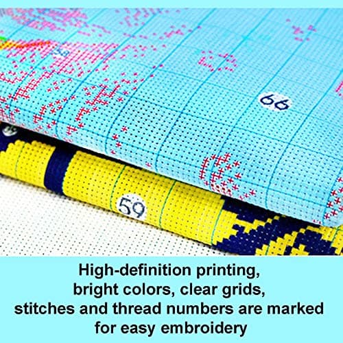 Cukol Canevas Broderie Point de Croix Kit Complet Adulte Debutant Forêt Colorée, Kit Broderie Point de Croix Compté Pré Imprimé Enfant Débutant Adulte, Kit Canevas Complet Avec Fils au Point de Croix