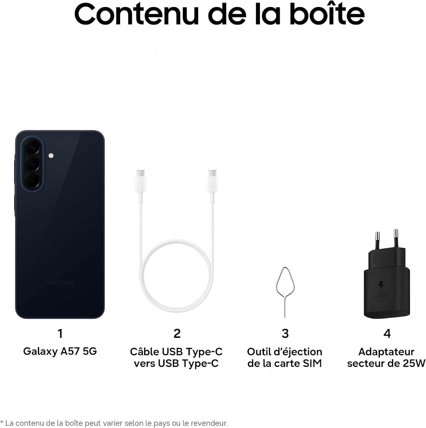 Samsung Galaxy A57 5G, Smartphone Android 5G avec l'IA Accessible à Tous, 256 Go, RAM 8 Go, Chargeur Secteur Rapide 25W Inclus, Smartphone déverrouillé, Bleu, Version FR