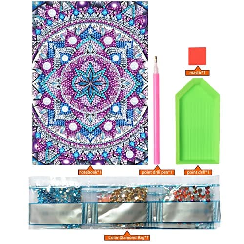 DCIDBEI Carnet de Croquis A5 Enfants Cahier Diamond Painting Pour Bricolage Avec Diamants Pour Adultes Carnet Journal Intime Adulte Cadeau pour Filles Livre de Loisirs Portable Mandala
