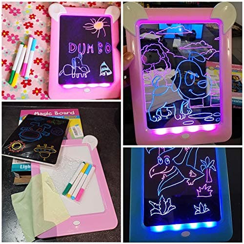 PHYLES Tableau Magique, Ardoise Magique pour Enfant, Tableau Magique Lumineuse Bebe Dessin Multifonction avec 8 Effets Lumineux - Loisir Créatif Jouet Educatif pour Votre Petit Artiste (Blue)