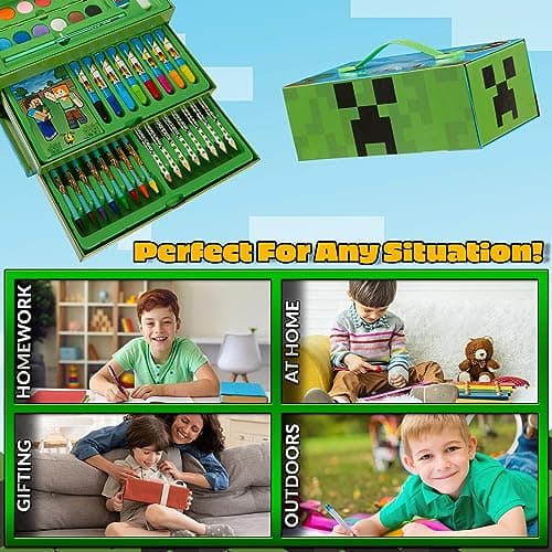 Minecraft Coloriage Enfant Malette Dessin et Peinture Garçon 40+ Pcs