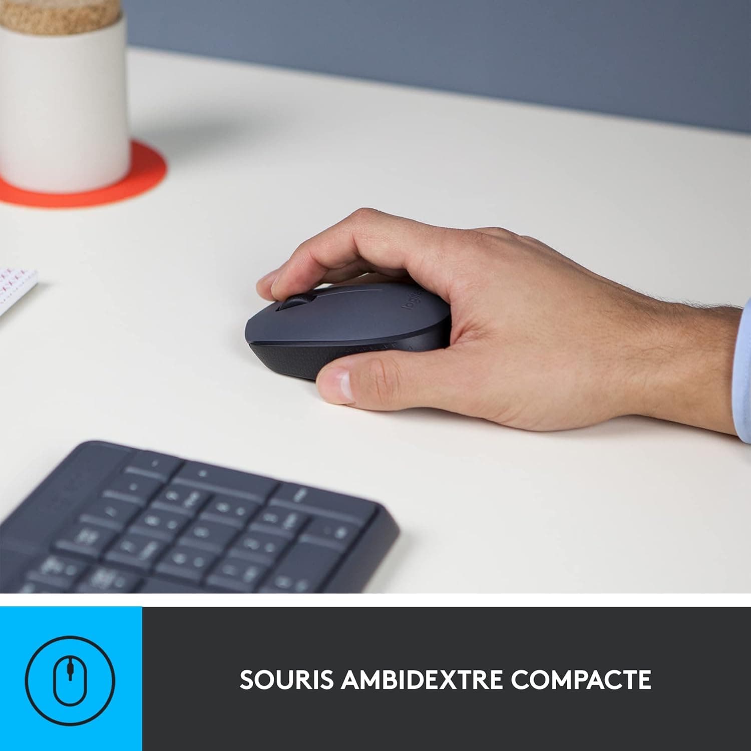 Logitech MK235 Combo Clavier Souris sans Fil pour Windows | Clavier sans Fil, Récepteur USB Unifying 2,4 GHz, 15 Touches, Batterie 3 Ans, PC/Portable, AZERTY Français