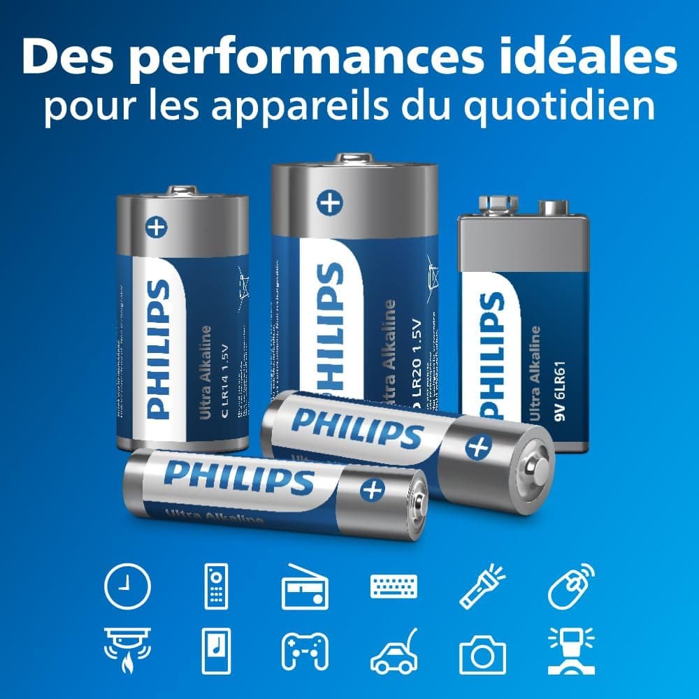 Philips Combo de Piles Alcalines AA-AAA Ultra - Polyvalent pour Tous Les Appareils, Lot de 40