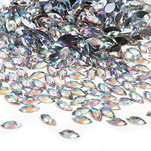 500 pcs AB Gemmes Strass Acrylique Rhinestone à Coudre Oeil de Cheval pour Accessoires Décoration de Vêtement(01Blanc)