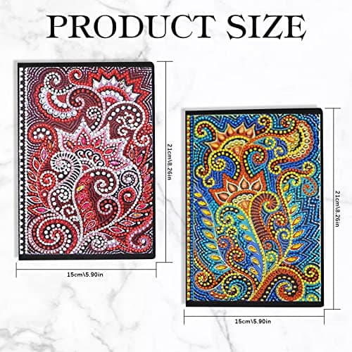 DCIDBEI 2 Pack Carnet de Notes A5 Carnet Diamond Painting Broderie Diamant Carnet Carnet Voyage Carnet de Note Peinture Diamant Carnet Secret Fille Diamant Cahier Enfant Journal Intime Adulte Mandala
