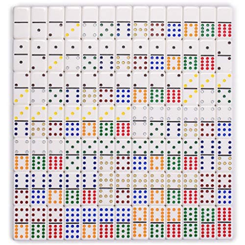Yellow Mountain Imports Train Mexicain Jeu Complet avec 12 Dominos Doubles (Pions/Points), Moyeu en Bois, Marqueurs de Train en Fonte et Carnet de Score