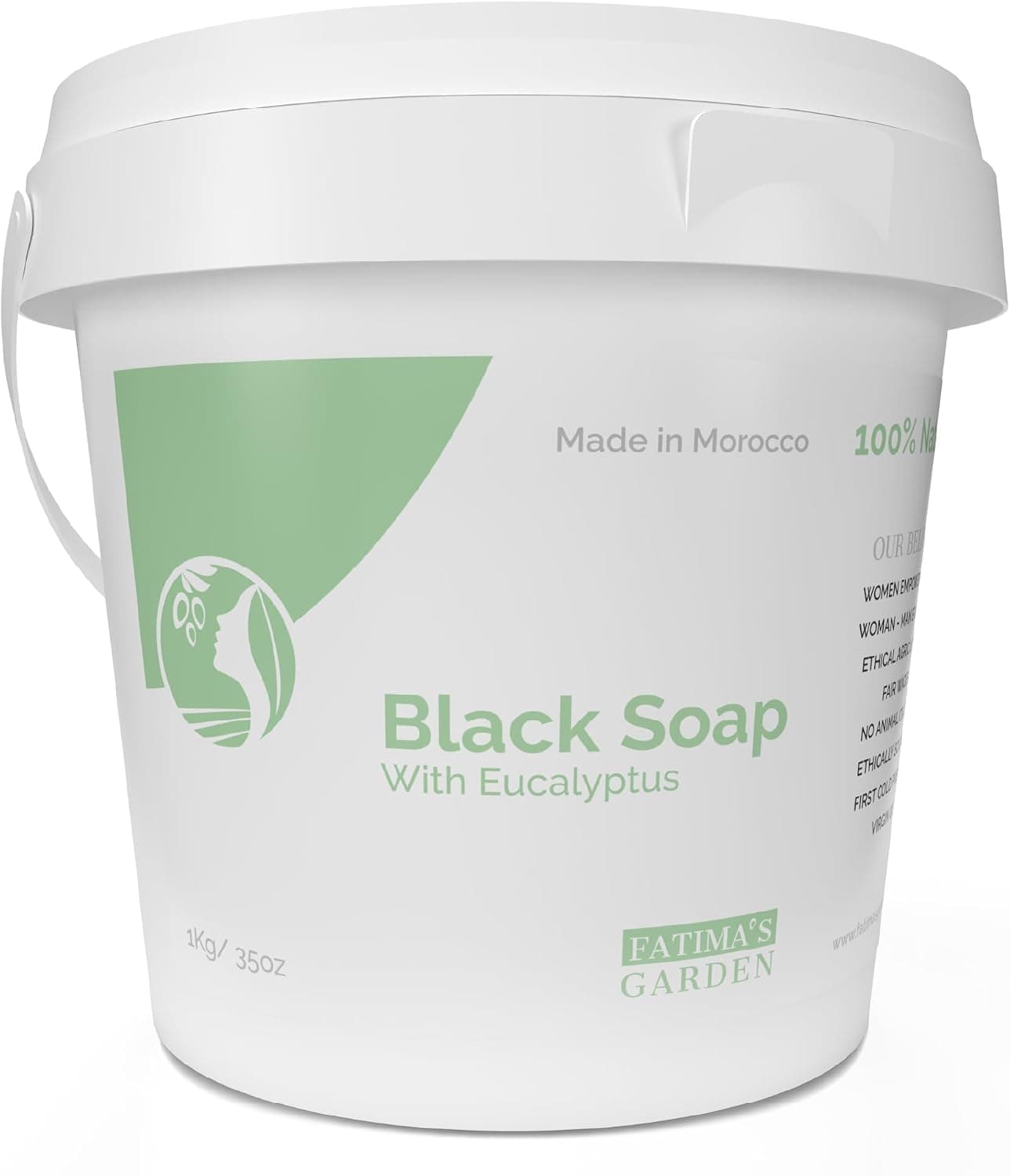 Fatima's Garden Savon Noir à l'Eucalyptus - Nettoyant Purifiant, 1kg