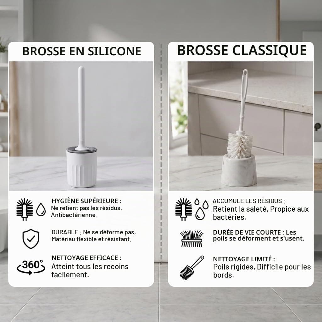 edihome, Brosse WC Silicone, Brosse Toilettes WC avec Support, Brosse Toilette Flexible, Antigoutte et Séchage Rapide, Installation Sol ou Mur
