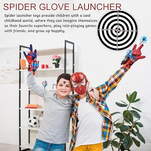 NHYDZSZ 2 Pièces Gant de Lanceur Spiderm, Spiderm Launcher Gant de Cosplay en Plastique, Jouets de Poignet Lanceur de Héros, Lanceur d'araignée Jouets éducatifs pour Enfants
