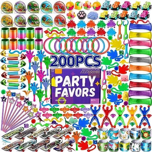 AmyBenton Pinata Anniversaire Garcon Fille, 200pcs Petits Cadeaux Anniversaire Enfants Invites, Assortiment Jouets Anniversaire, Récompenses de Classe Scolaire, Prix du Carnaval
