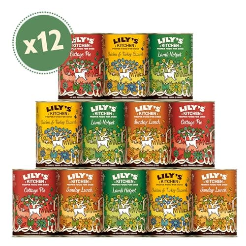 Lily's Kitchen Aliment humide naturel en boîte pour chiens adultes, recettes classiques, multipack (12 x 400g Conserve)