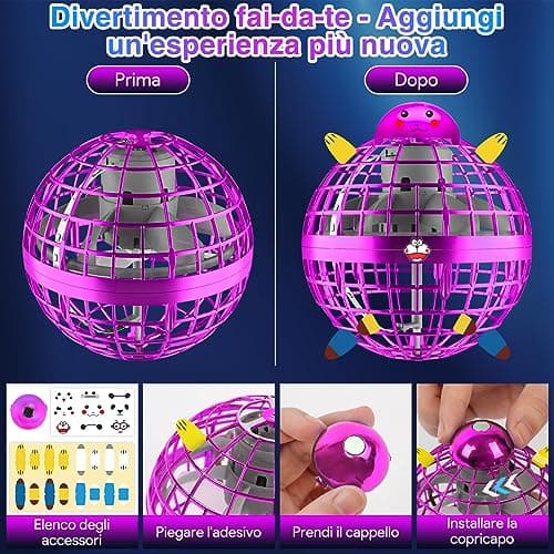 ANOEPUY Boule Volante,Jouet Lumineux, Boule Magique,Magique Mini Drone Cadeau Enfant,Flying Boomerang Hand Spinner Jeux Extérieur Intérieur Enfant (Violet)