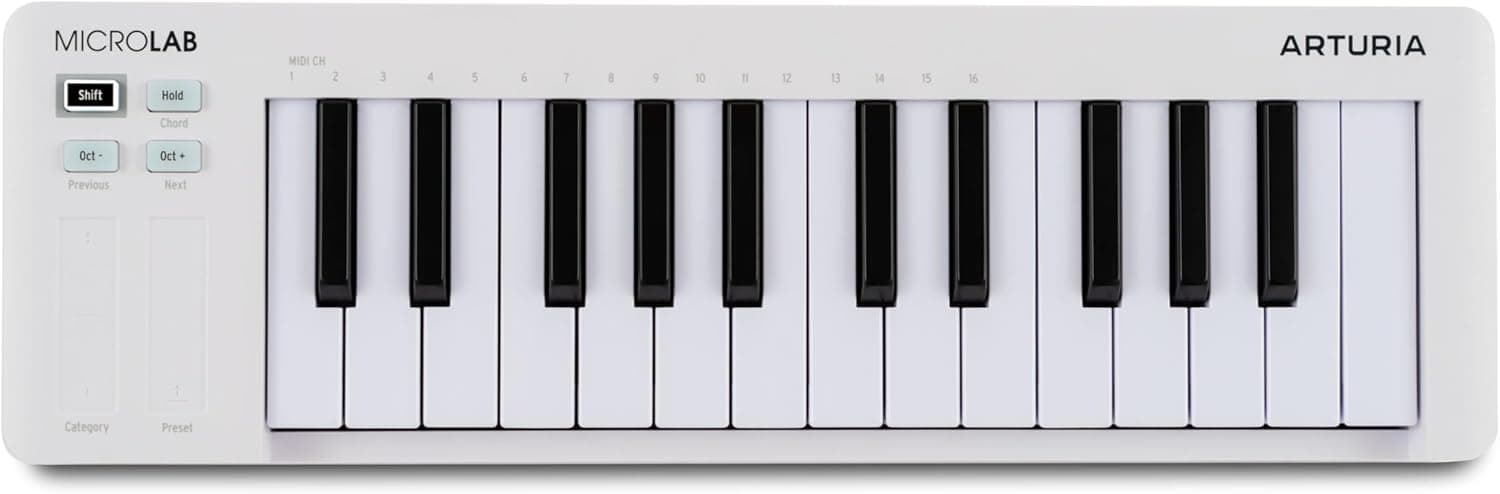 Arturia MicroLab Mk3 White - clavier midi | Détails clés : Mk3, contrôleur MIDI universel pour production musicale, blanc