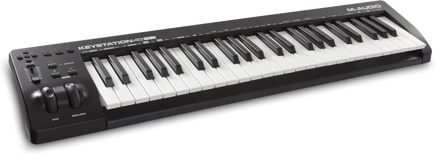 M-AUDIO Keystation 49 MK3 Controleur USB MIDI | Clavier 49 Touches Synth-Action, Commandes Assignables, Molettes Pitch/Mod et Logiciel DAW Inclus