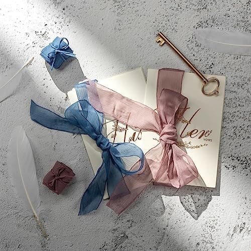 CHUQING Lot de 4 rouleaux de ruban cadeau en mousseline de soie beige 3,8 cm x 4,5 m - Ruban décoratif pour mariage, baptême et anniversaire - Ivoire