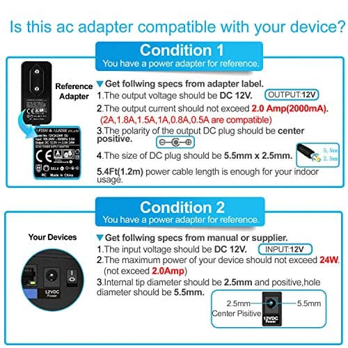 EFISH 12V 2A 24W Adaptateur d'alimentation du Transformateur,pour 12V Les Appareils Ménagers,CCTV Camera,Routers,Hubs,LED Strips,Telekom,T-COM,Speedport,Radiowecker,Scanner+7 Différents Bouchons