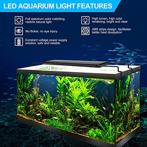 BELLALICHT Éclairage Aquarium, Rampe LED d’Aquarium Spectre Complet avec Contrôleur, 10 Niveaux de Luminosité Réglables, Minuterie réglable 6/10/12 Heures.