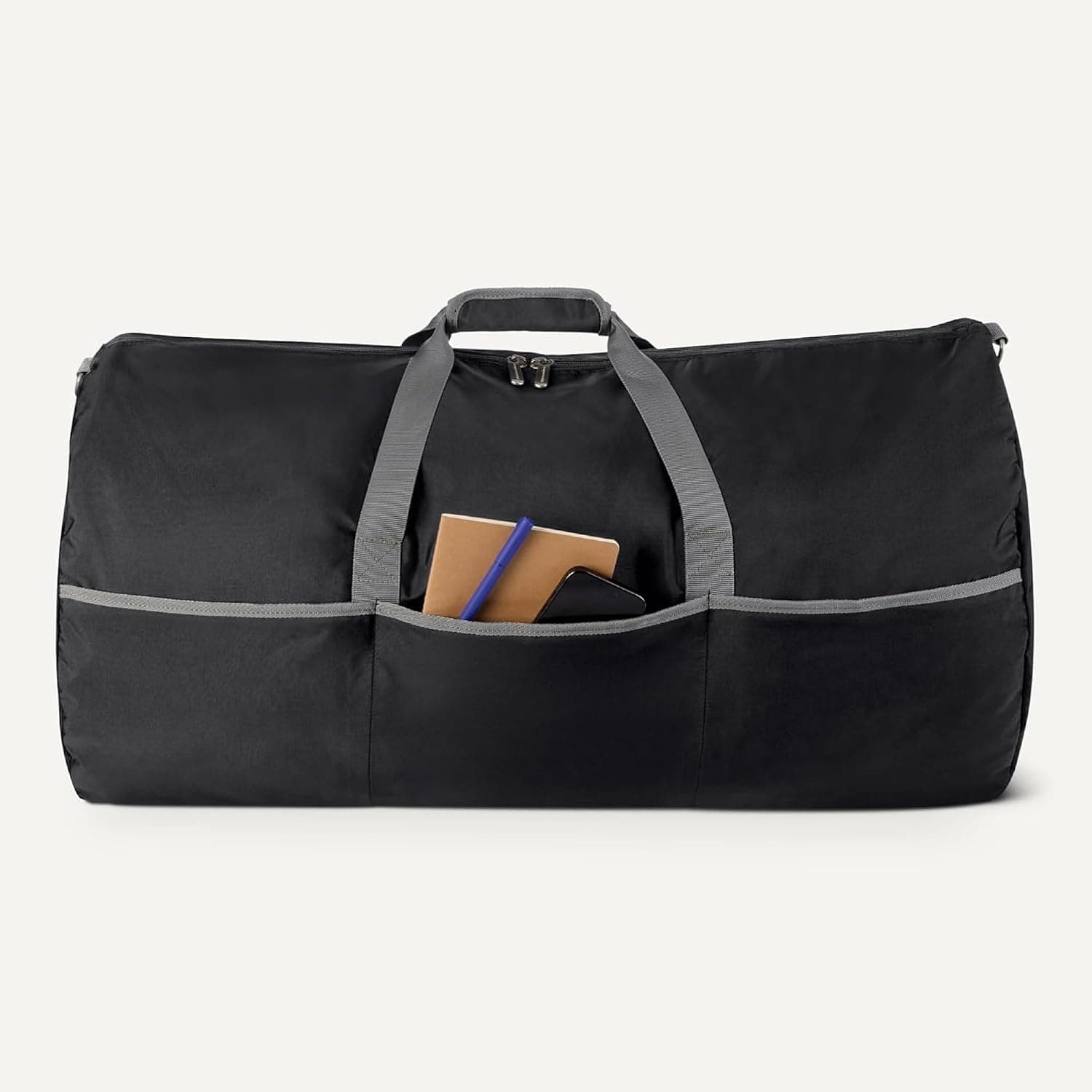 Amazon Essentials Grand Sac de Voyage Nylon Pliable 82,3cm avec Poches Zippées, 150L, Capacité de 22,6kg, Noir (Anciennement Amazon Basics)