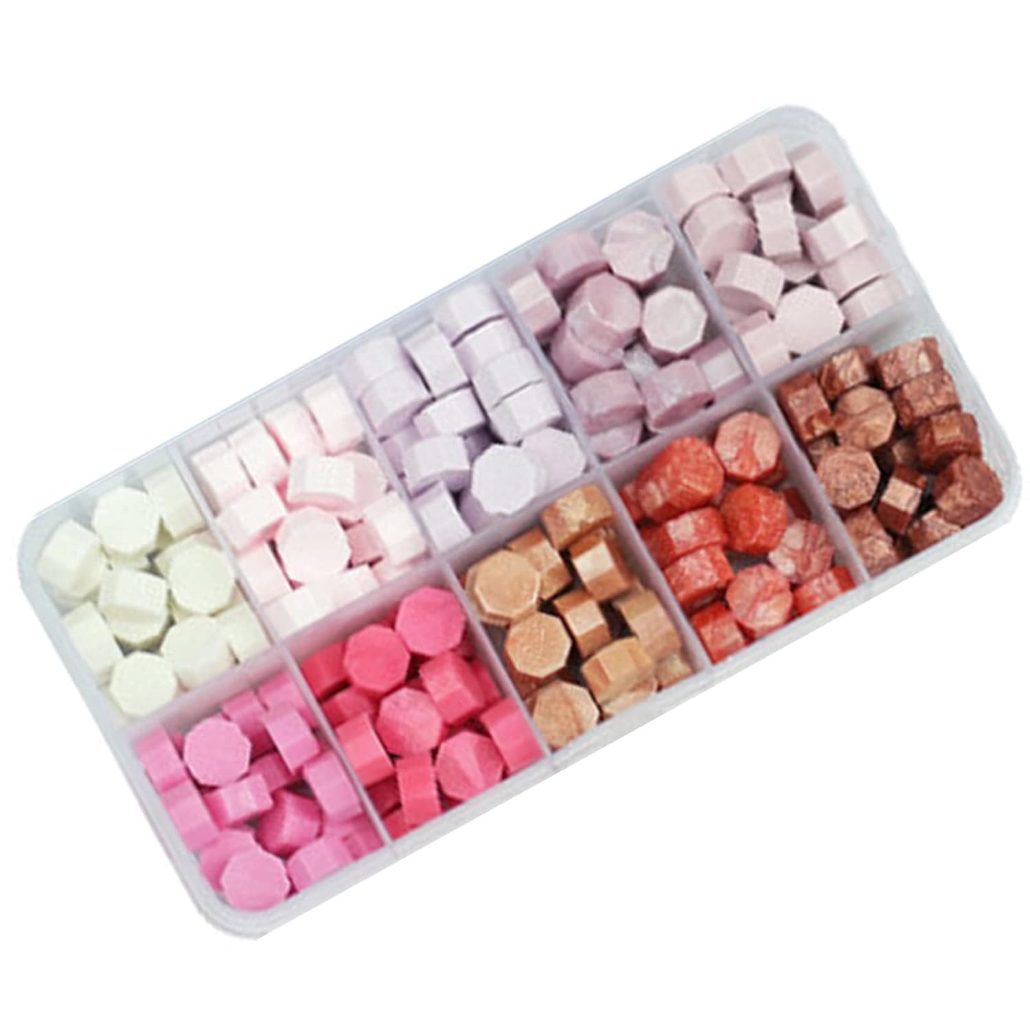 200 Pièces Perles de Cire à Cacheter 10 Couleurs Sceaux de Cire Octogonaux pour Rétro Cachetage de Timbres,Enveloppes, Invitations de Mariage,Emballage de Cadeaux (Série Rose)