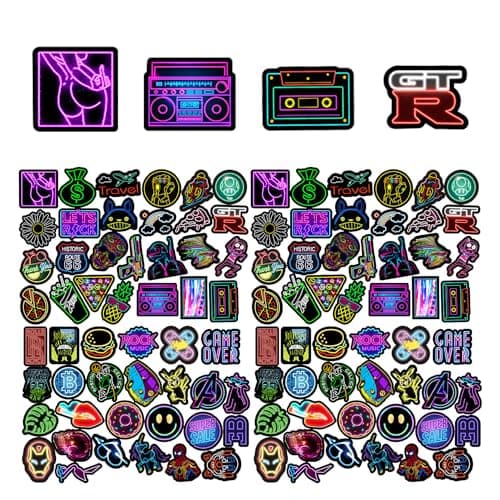 Lot de 100 autocollants graffiti néon imperméables pour enfants et adultes, adaptés pour les ordinateurs portables, les skateboards, les vélos