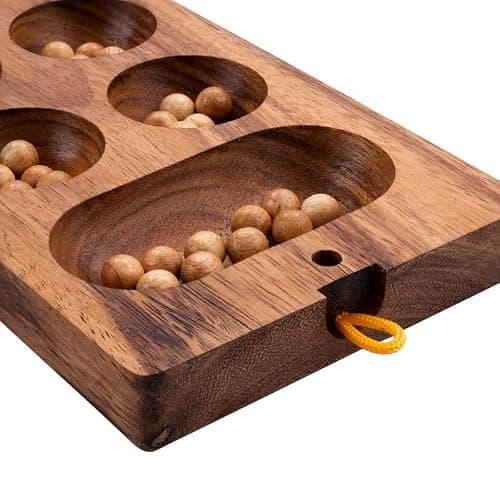 Engelhart- 350320 - Awalé en Bois – Jeu Africain – Jeu de société – Jeu en Bois – 2 Joueurs – Jeu écologique – 13,2 x 24,4 x 4,8 cm