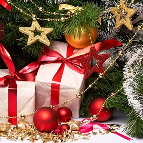 Guirlande de Noël 15M - Ornements de Sapin avec Perles de 8 mm et 4 mm - Décoration de chaîne de Sapin (Bleu)