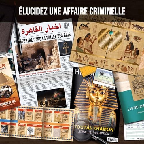 Dossiers Criminels - Mystère dans La Vallée des Rois : Découverte Macabre dans Un Tombeau Pharaonique - Jeu de Societe Escape Game - Jeu d’Enquête Immersif et Collaboratif