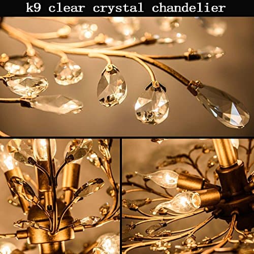 Ganeed lustres en cristal K9 pendentif en cristal lustre luminaires plafonnier pour salon chambre restaurant couloir or 3 lumières