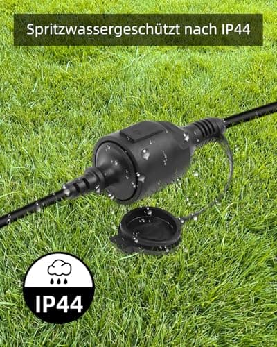RIIEYOCA Câble d'extension Shucko,Schuko Europe mâle vers Femelle câble d'extension, 16A 250V, 2 pôles fiche d'alimentation avec Contact de Protection avec Capuchon pour PDU UPS, Noir, 0,5 m