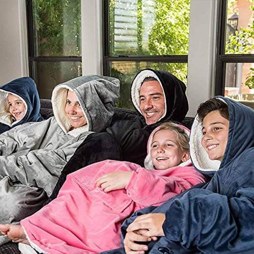 Sweat à Capuche Super Dalian, Veste à Capuche Double Face Super Confortable et épaisse avec de Grandes Poches, Convient aux Hommes et aux Femmes Adultes - noir - taille 1