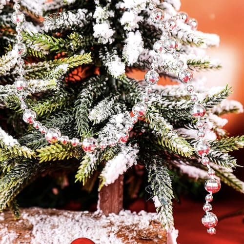 Guirlande de Noël 15M - Ornements de Sapin avec Perles de 8 mm et 4 mm - Décoration de chaîne de Sapin (Bleu)