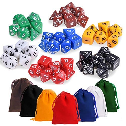 KUUQA 7 x 7 (49 Pieces) Dés polyédriques 7 Couleurs Role Playing Dice Dat de Jeu