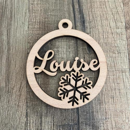 Boule de Noël Prénom personnalisée en bois de hêtre. Décoration sapin de Noël, cadeau unique