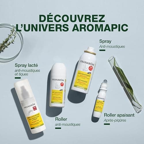 Pranarôm Aromapic Spray Corps Anti-Moustiques Bio 75 ml | Efficacité 7h prouvée en laboratoire contre moustiques européens et tropicaux. Ne dessèche pas la peau. Dès 7 ans.