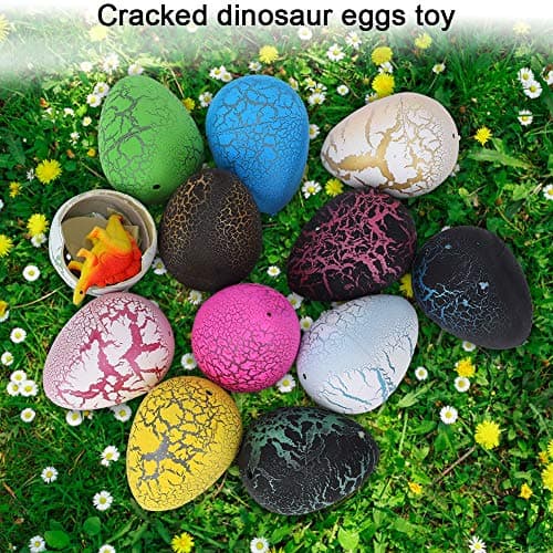 12 pcs oeuf de dinosaure éclosant jouet, oeuf de dinosaure fissuré coloré jouet gonflé oeufs de Pâques jouet éducatif cadeau pour enfants enfants(Oeuf d'incubation de dinosaure)