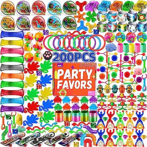 AmyBenton Pinata Anniversaire Garcon Fille, 200pcs Petits Cadeaux Anniversaire Enfants Invites, Assortiment Jouets Anniversaire, Récompenses de Classe Scolaire, Prix du Carnaval