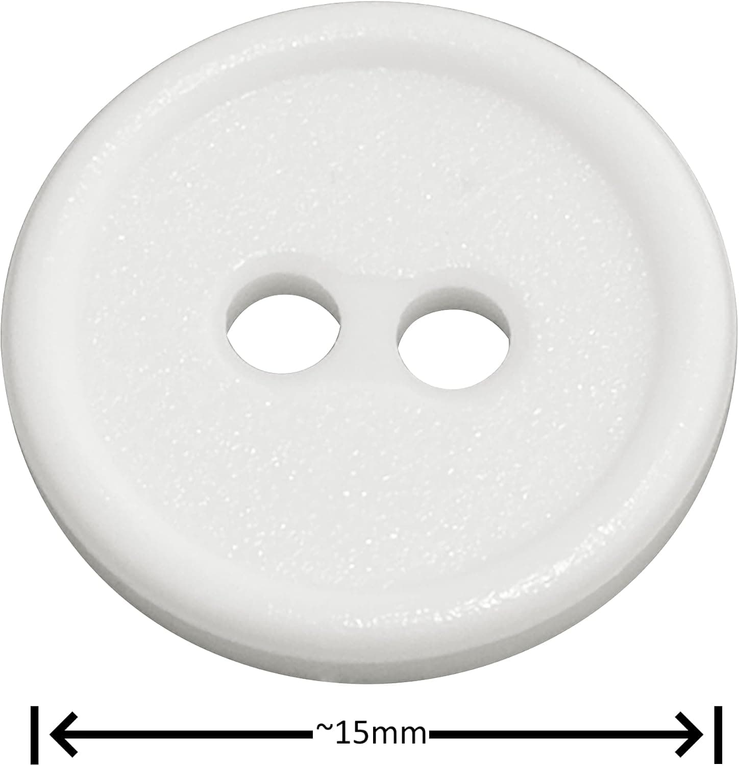AERZETIX - C65548 - Lot de 50 Boutons à coudre ronds Ø15x2.2 mm avec bord à 2 trous L24 24L en plastique - couleur: blanc - diamètre de l'ouverture 2 mm - mercerie couture vêtements