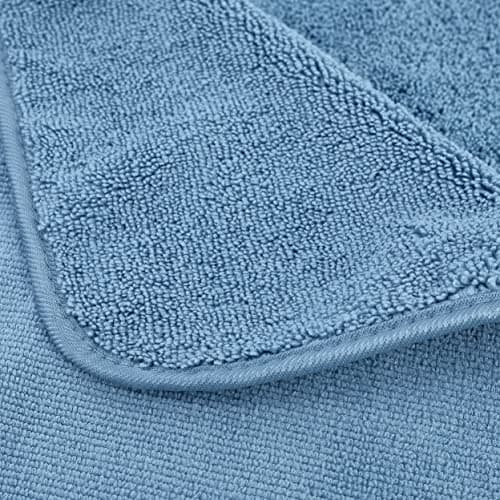 Polyte - 6 Serviettes de Bain en Microfibres - sèche Rapidement/ne Peluche Pas - Bleu