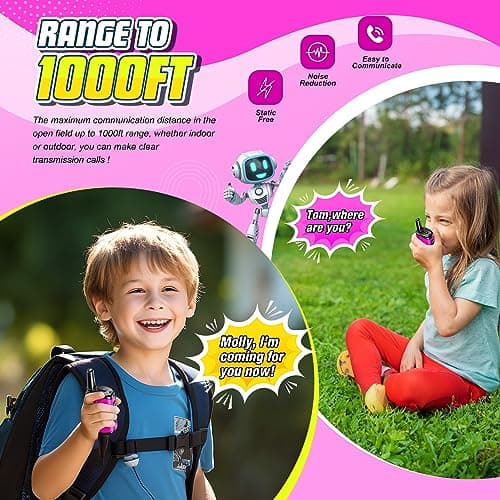 Cadeau Fille 3 4 5 6 7 8 9 10 Ans, Talkie Walkie Enfants Rechargeable Jouet Enfant 3-10 Ans Fille, Cadeaux pour Fille 3-10 Ans Toki Walki Jouet Fille 3-10 Ans