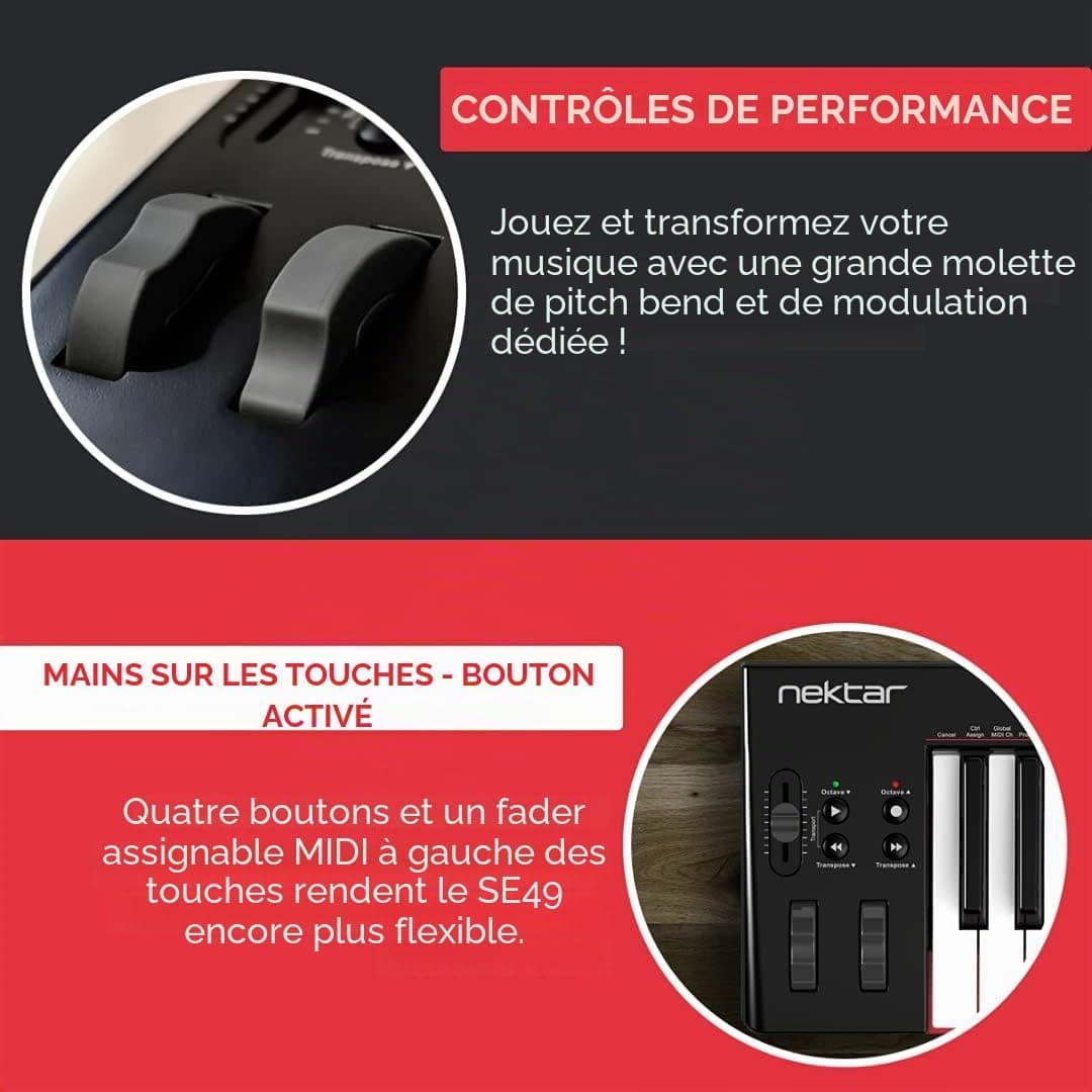 Nektar SE49 Contrôleur de clavier MIDI USB avec intégration Nektar DAW