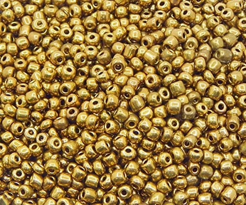 Lot de 3300 perles de rocaille en verre de 3 mm - Couleur métallique - 8/0 - Perles poney transparentes pour enfants - Bronze
