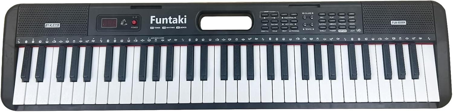 Piano à clavier électronique à 61 touches pour adultes et enfants avec touches lumineuses, connectivité MIDI et modes d'apprentissage – Piano parfait pour débutant (minuit)