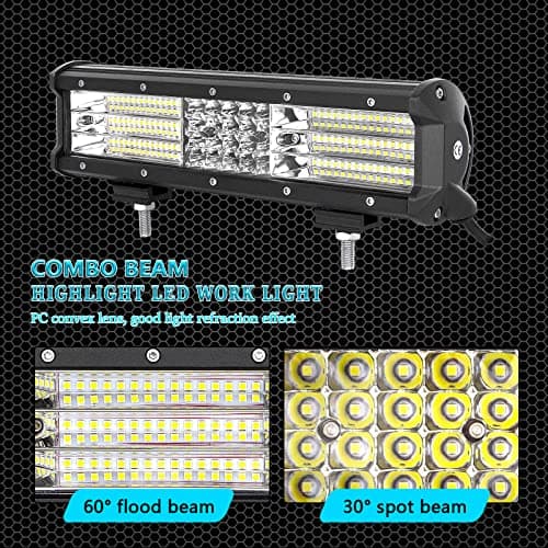 AUXTINGS 30cm Quatre Rangées Barre Lumineuse LED de travail Faisceau de travail pour camions tracteurs 4x4 bateau tout-terrain feux de brouillard,12V 24V étanche IP67